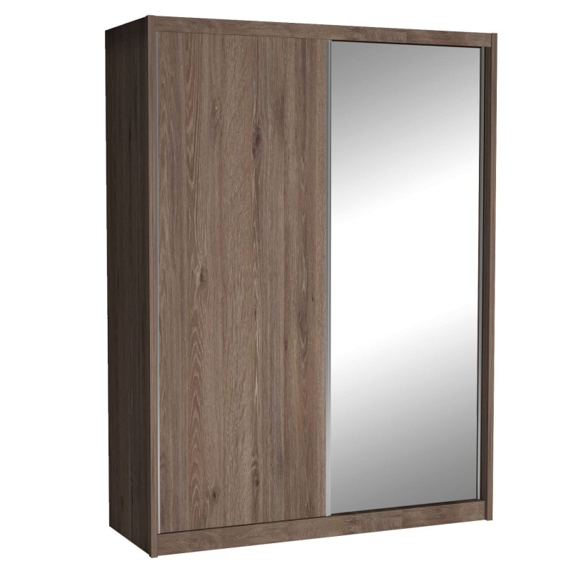 Szafa Przesuwna MIKI Wysoka 240 cm Szerokość 180 cm Głębokość 67 cm Dwudrzwiowa Szuflady Półki Drążek DĄB TRUFLOWY Lustro.jpg