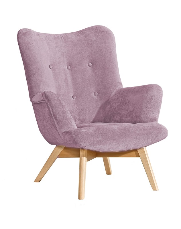 Safin- Jaguar 2171 FOTEL FIOLETOWY BRUDNY RÓŻ WYSOKIE DREWNIANE NOGI  Nóżki Drewniane Styl Skandynawski Nowoczesny Do Pokoju Salonu Gabinetu Biura