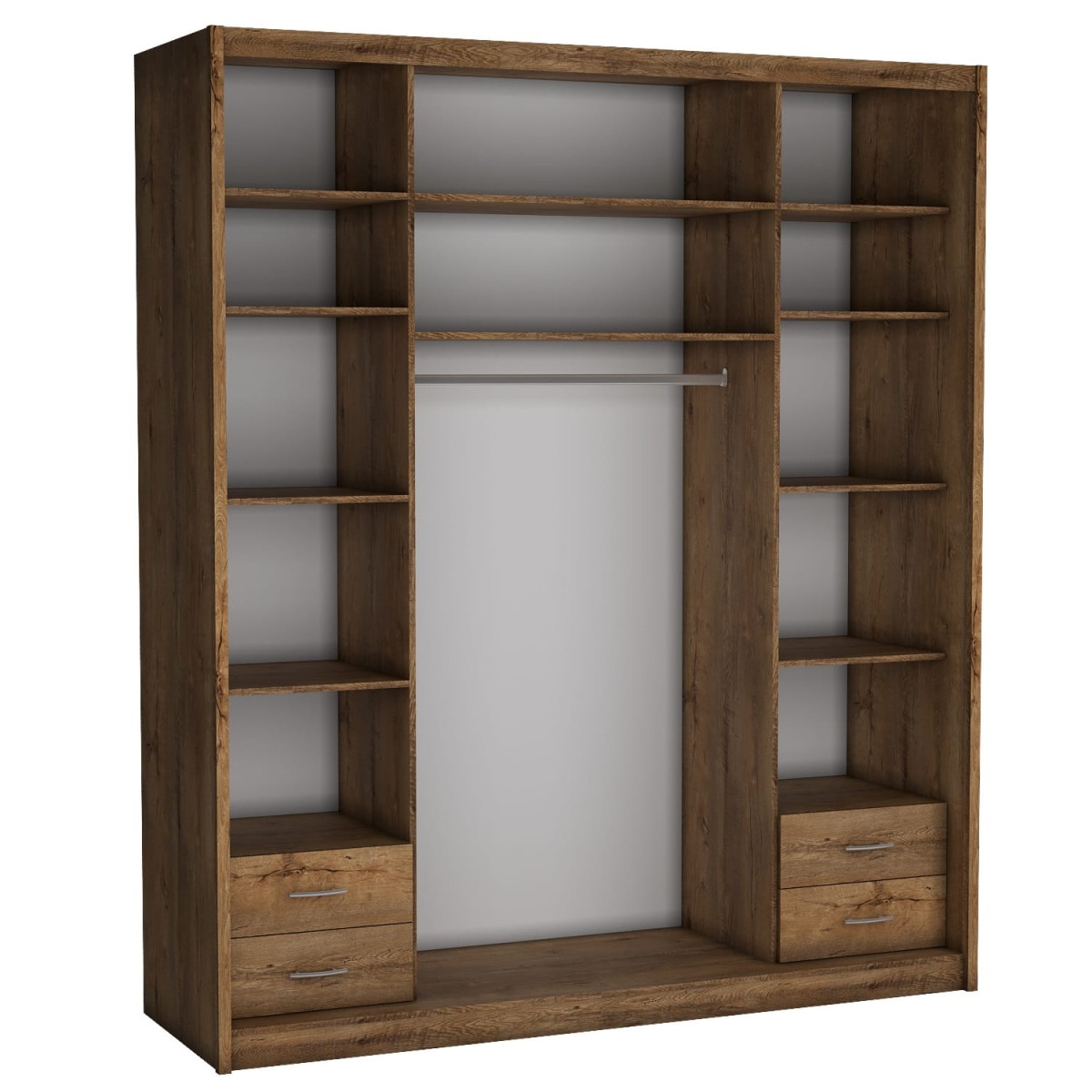 Szafa Przesuwna MIKI Wysoka 240 cm Szerokość 200cm Głębokość 67 cm Dwudrzwiowa Szuflady Półki Drążek Środek.jpg