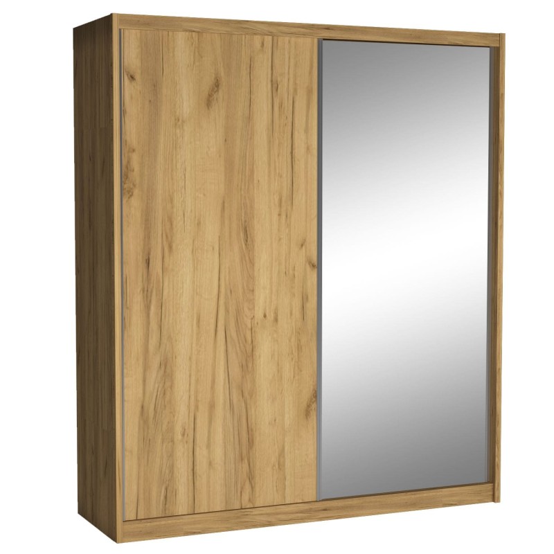 Szafa Przesuwna MIKI Wysoka 240 cm Szerokość 208 cm Głębokość 67 cm Dwudrzwiowa Szuflady Półki Drążek KRAFT ZŁOTY Lustro.jpg