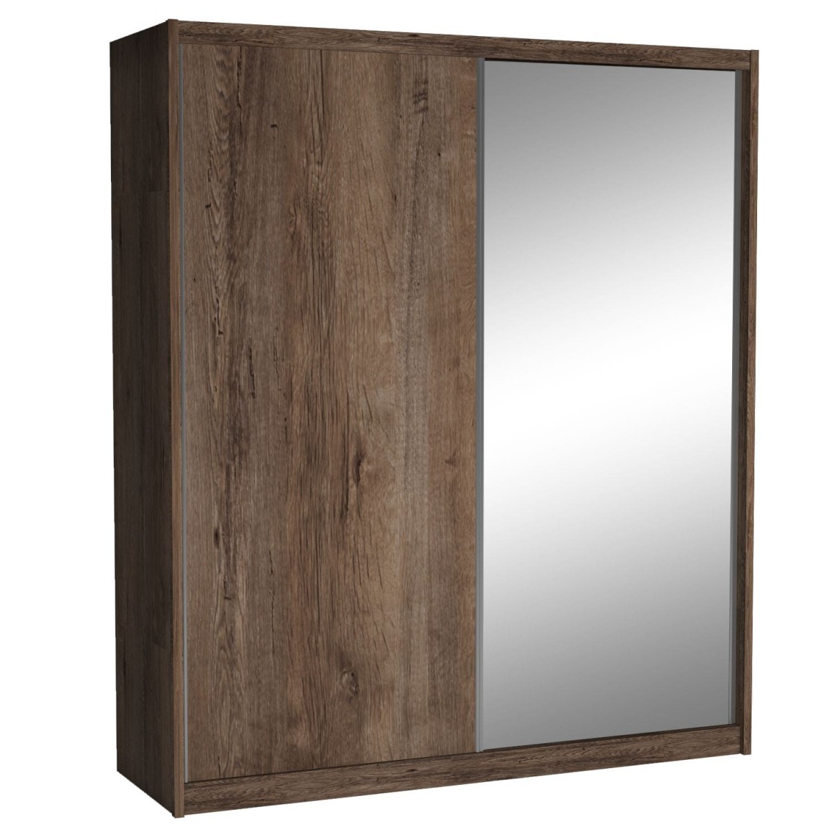 Szafa Przesuwna MIKI Wysoka 240 cm Szerokość 208 cm Głębokość 67 cm Dwudrzwiowa Szuflady Półki Drążek DĄB LEFKAS Lustro.jpg