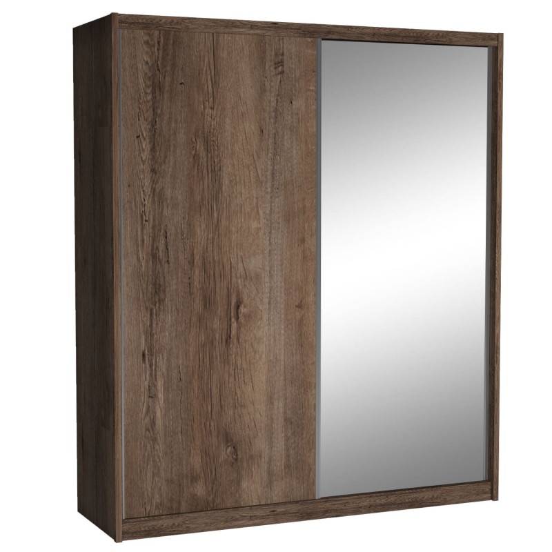 Szafa Przesuwna MIKI Wysoka 240 cm Szerokość 208 cm Głębokość 67 cm Dwudrzwiowa Szuflady Półki Drążek DĄB LEFKAS Lustro.jpg