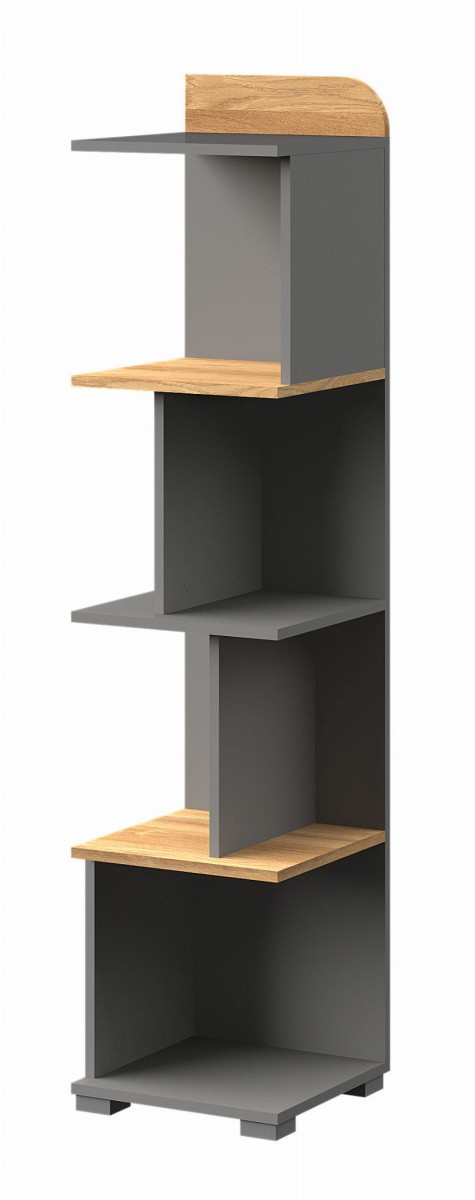 Regał Słupek CARINI CA5 Niski Zygzak Otwarty Na Książki Zestaw Mebli Młodzieżowych Do Pokoju Dziecka Szerokość 35 cm Wysokość 153 cm Głębokość 35 cm Kolor Jasny Grafit Dąb Nash Biały Brylantowy Półki  Dolmar