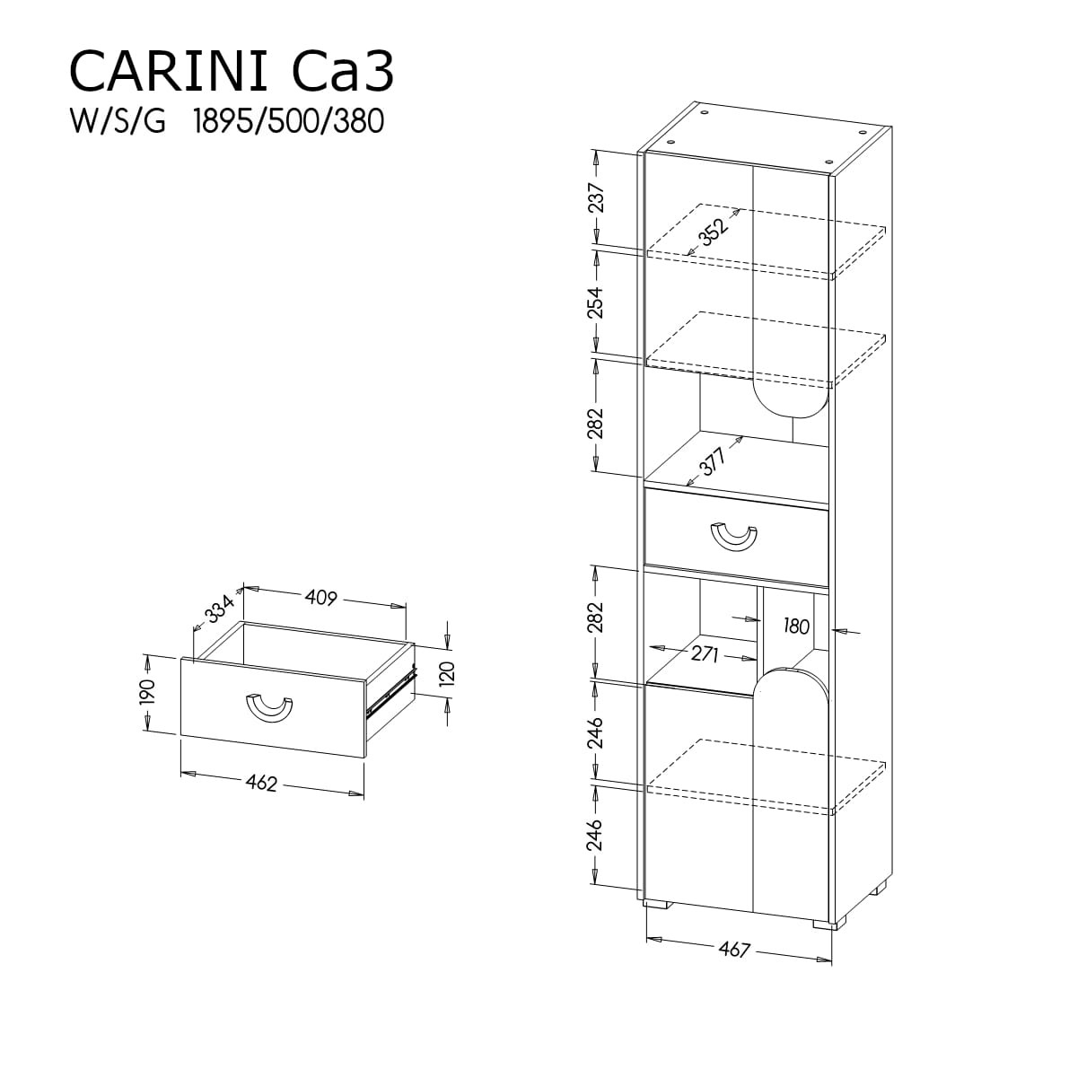 Szafka Słupek CARINI CA3 Bieliźniarka Wymiary.jpg