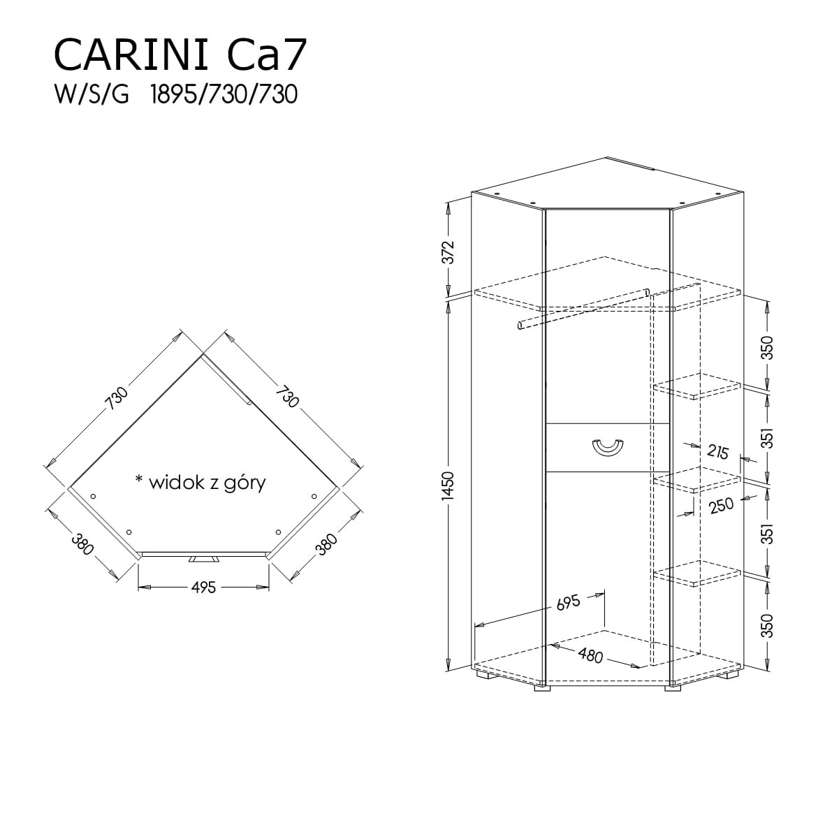 Szafa Narożna CARINI CA 7 Pojemna Wymiary.jpg