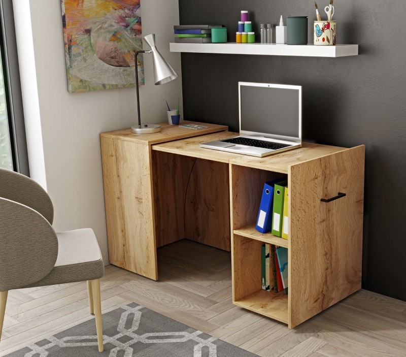Biurko SMART 24N0LV03 Dąb Wotan Rozsuwane Składane Półka Nowoczesne Młodzieżowe Do Pokoju Dziecka Helvetia Meble HM Praca Zdalna W Domu.jpg