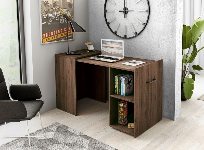 Biurko SMART 24OKLV03 Orzech Okapi Rozsuwane Składane Półka Nowoczesne Młodzieżowe Do Pokoju Dziecka Helvetia Meble HM Praca Zdalna W Domu.jpg