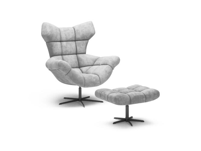 Fotel Sensi Obrotowy Duży Uszak Nowoczesny Tkanina Monolith 84 Jasny Szary Welur Nowość Wersal Do Salonu Pokoju.jpg