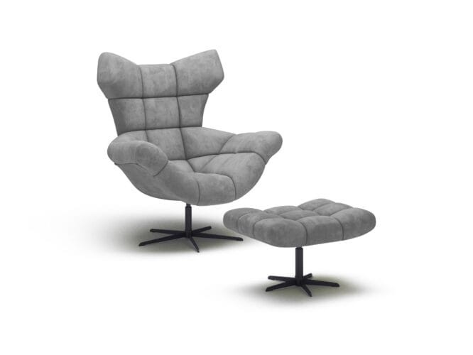 Fotel Sensi Obrotowy Duży Uszak Nowoczesny Tkanina Monolith 85 Szary Welur Nowość Wersal Do Salonu Pokoju.jpg