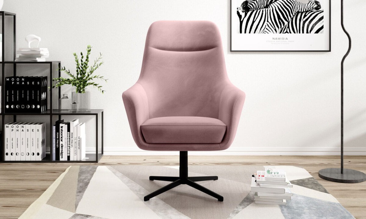 Fotel Polo Fotel Tkanina Matt Velvet 63 NOwoczesny Kubełkowy Obrotowy Do Pokoju Różowy Klasyczny.jpg