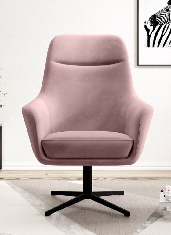 Fotel Polo Fotel Tkanina Matt Velvet 63 NOwoczesny Kubełkowy Obrotowy Do Pokoju Różowy.jpg