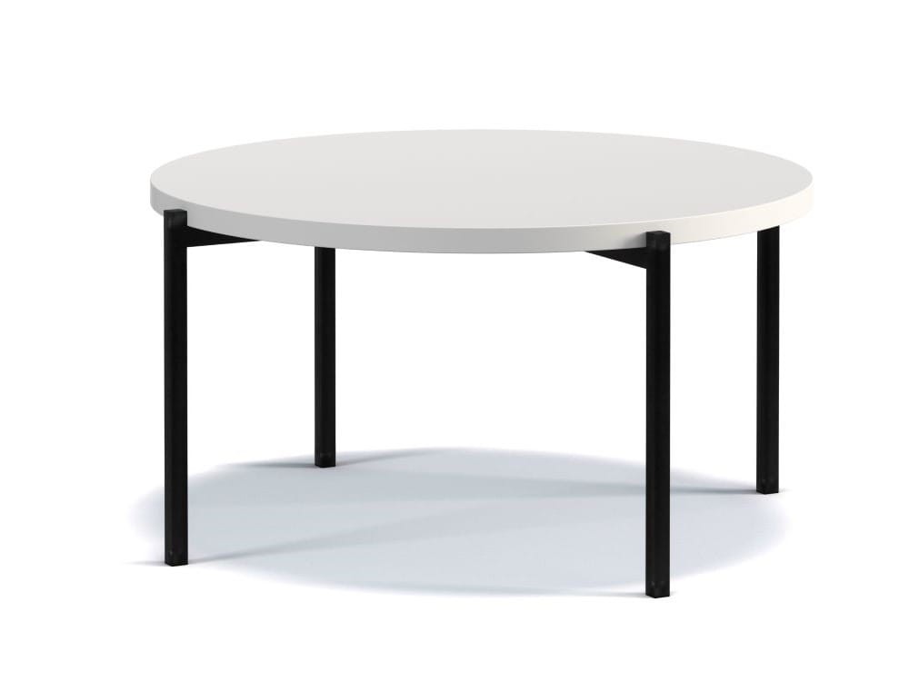 Stolik Kawowy Okrągły SIGMA A BIAŁY MAT Ława Metalowe Czarne Nogi Do Salonu Pokoju Szerokość 85 cm.jpg