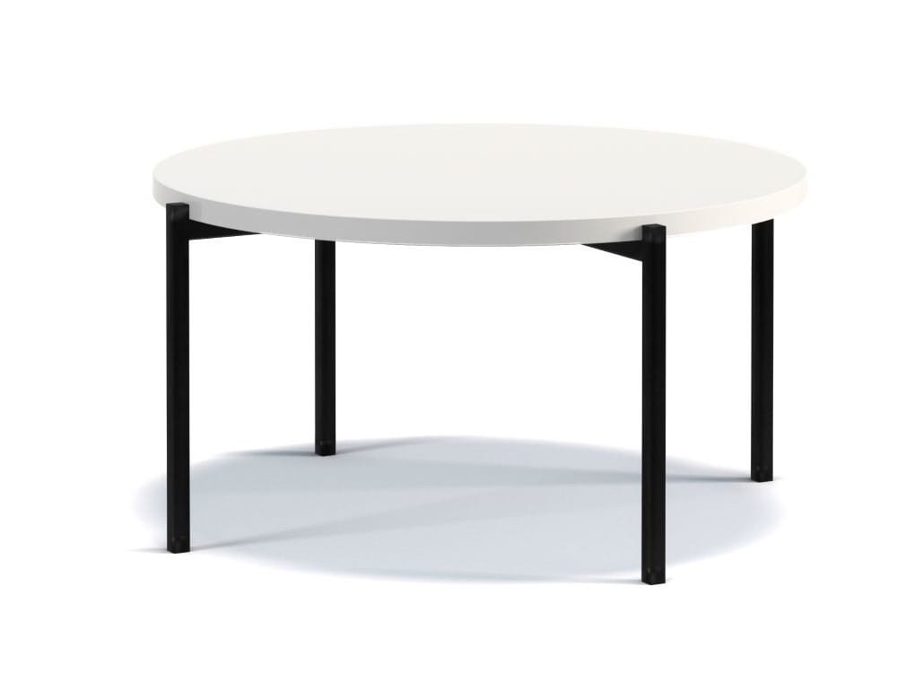 Stolik Kawowy Okrągły SIGMA A BIAŁY Połysk Ława Metalowe Czarne Nogi Do Salonu Pokoju Szerokość 85 cm.jpg