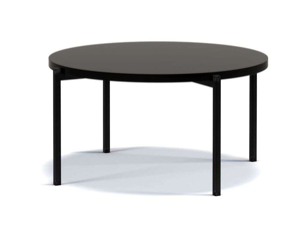 Stolik Kawowy Okrągły SIGMA A CZARNY Połysk Ława Metalowe Czarne Nogi Do Salonu Szerokość 85 cm Pokoju.jpg