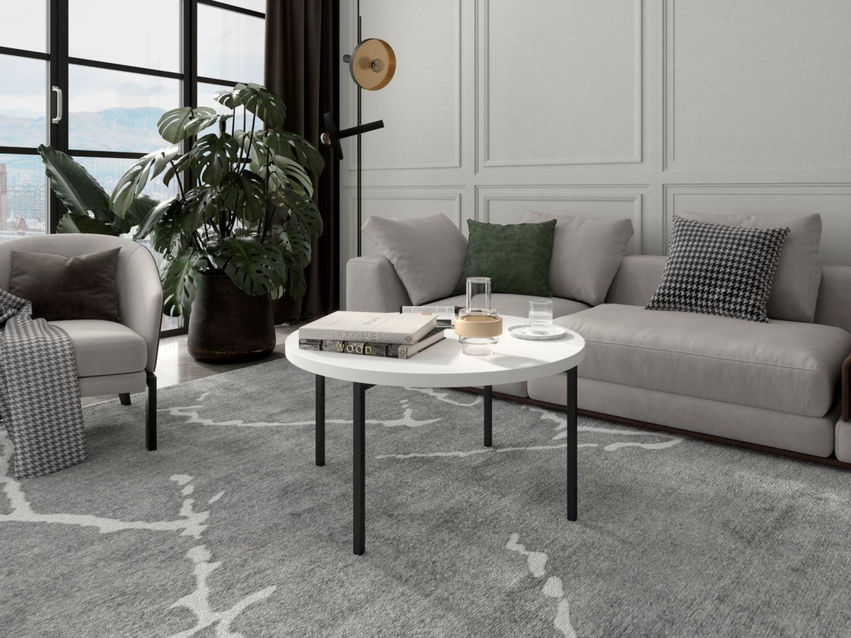 Stolik Kawowy Okrągły SIGMA C BIAŁY MAT Ława Metalowe Czarne Nogi Do Salonu Szerokość 80 cm LOFT.jpg