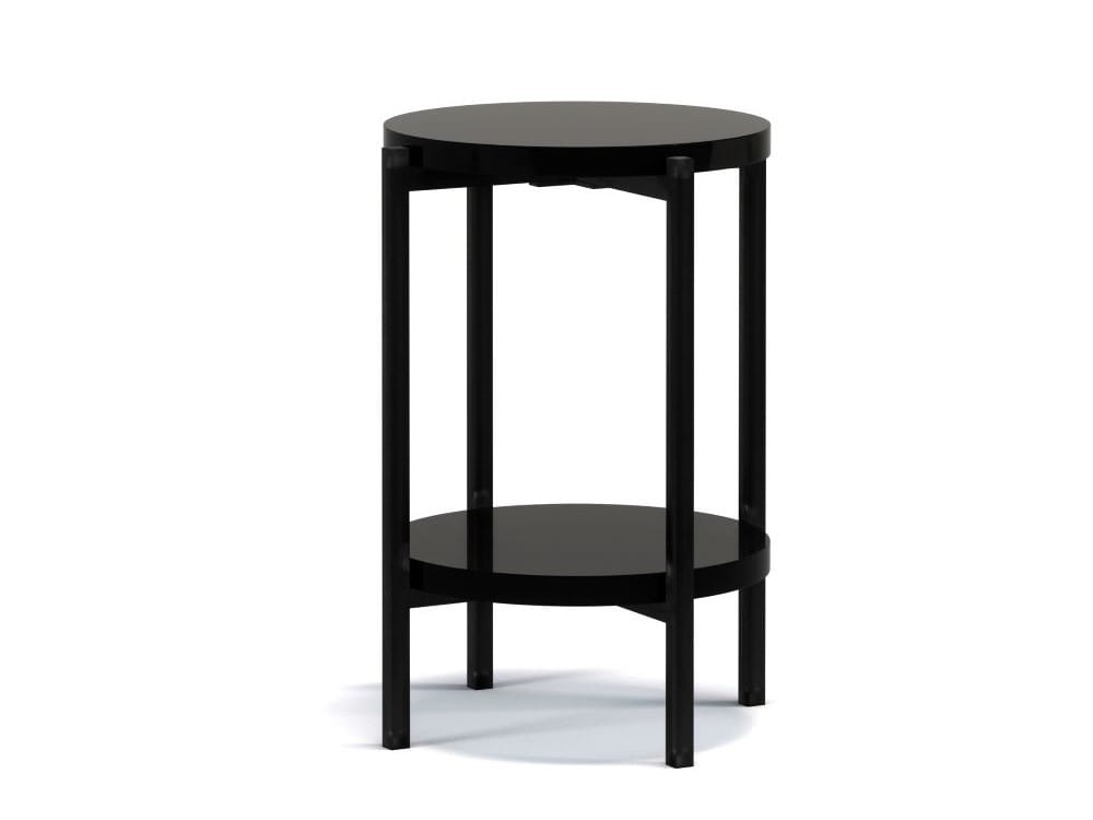 Stolik Kawowy Okrągły SIGMA D CZARNY POŁYSK Mały Ława Metalowe Czarne Nogi Do Salonu Szerokość 44 cm LOFT Industrial .jpg