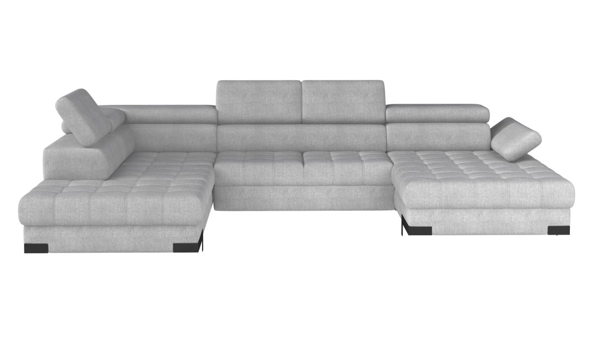 Narożnik Selva XL U Szary Tkanina Alfa 17 Do Salonu Pokoju Duży Regulowany Zagłówek Podłokietnik Funkcja Spania Pojemnik LOFT Styl Nowoczesny.jpg