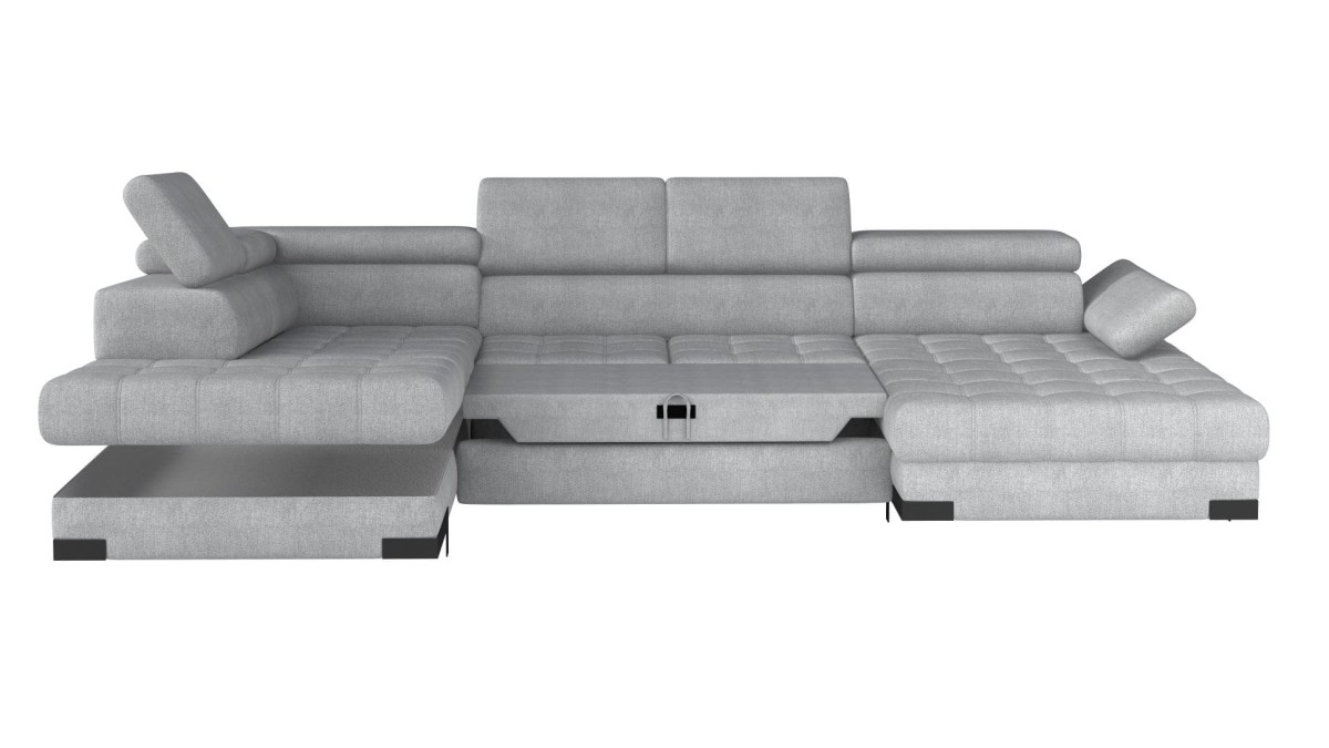 Narożnik Selva XL U Szary Tkanina Alfa Do Salonu Pokoju Duży Regulowany Zagłówek Podłokietnik Funkcja Spania Pojemnik LOFT Styl Nowoczesny.jpg