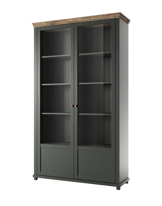 Witryna EVORA WM dwudrzwiowa 24ZRJU13 Szerokość 126 cm Butelkowa Zieleń HELVETIA MEBLE Witryna Nowoczesna Tradycyjna Do Salonu Pokój Dzienny