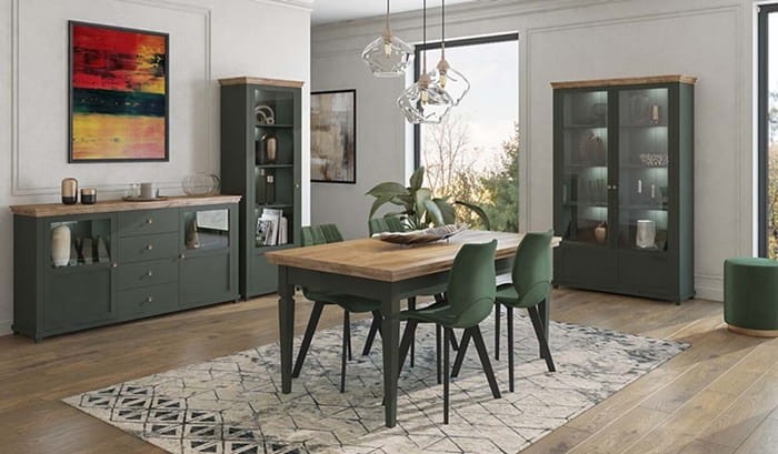 Stół rozkładany EVORA WM szerokość 160-240 cm IMS 24ZRJU92 Butelkowa Zieleń HELVETIA MEBLE Stół Nowoczesny Tradycyjny Do Salonu Pokój dzienny