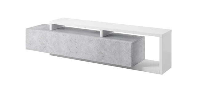 Szafka RTV BOTA Szerokość 219 cm Biały / Beton Colorado Helvetia Meble IMS 2484FG40 Szafka RTV Półka Nowoczesna Tradycyjna Do Salonu Pokój Dzienny
