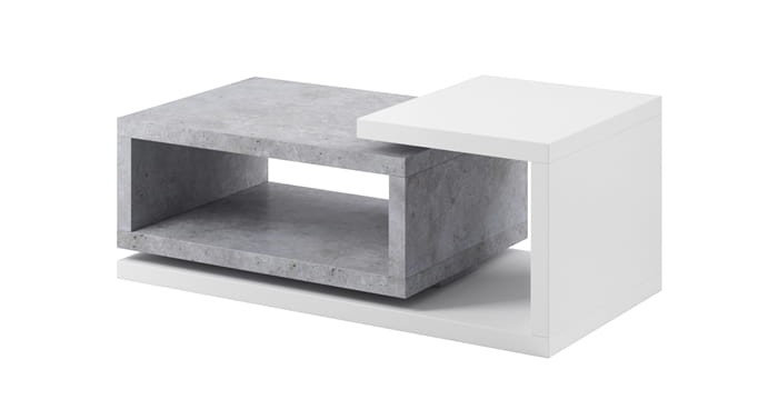 Stolik kawowy BOTA  Szerokość 120 cm Biały / Beton Colorado Helvetia Meble IMS 2484FG97 Stolik Półka Nowoczesna Tradycyjna Do Salonu Pokój Dzienny