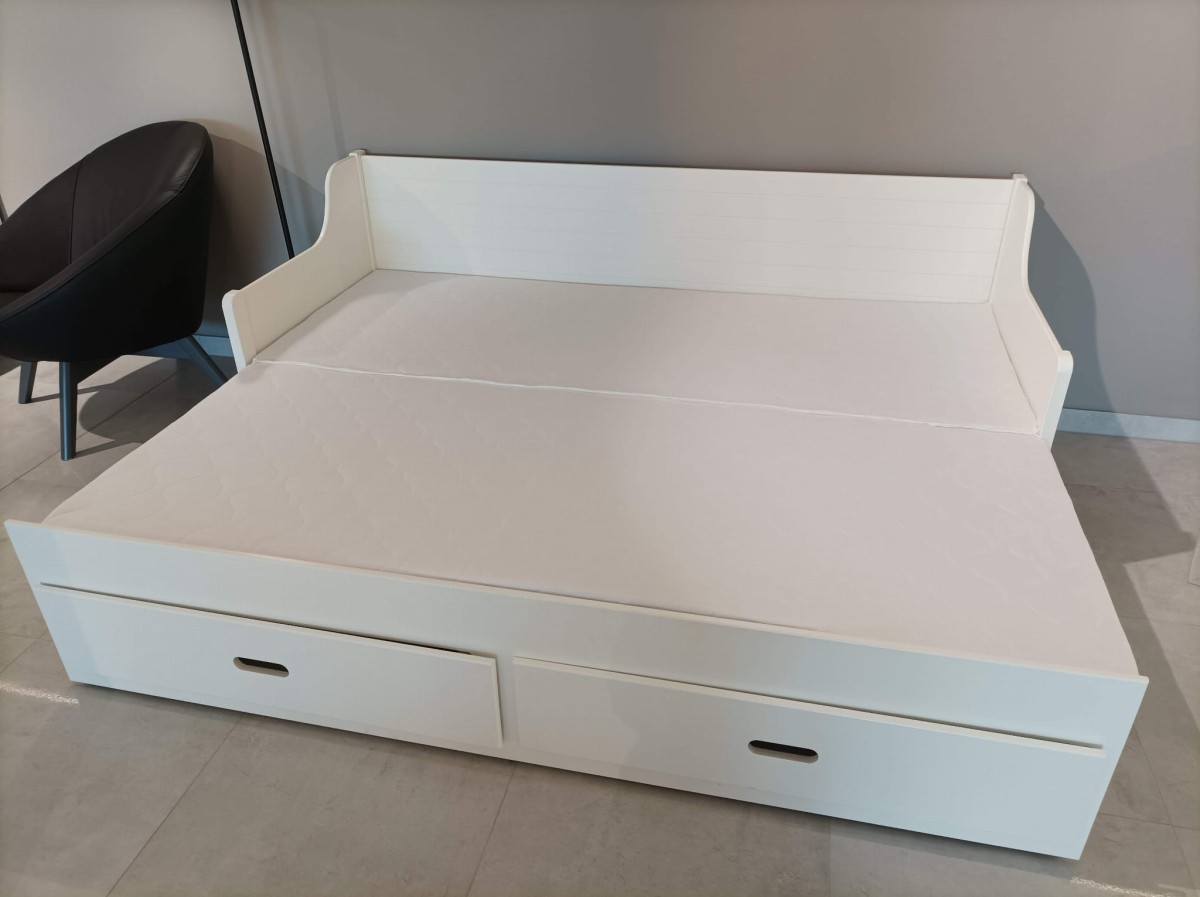 Łóżko Szymon Dwuosobowe Rozsuwane Białe Do Pokoju Dziecka Powierzchnia Spania 160 x 200 Kornelo Meble Dolmar.jpg