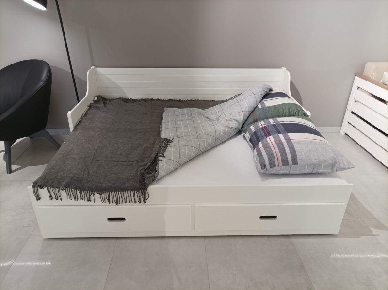 Łóżko Szymon Dwuosobowe Rozsuwane Białe Do Pokoju Dziecka Dwie Szuflady Kornelo Meble Dolmar.jpg