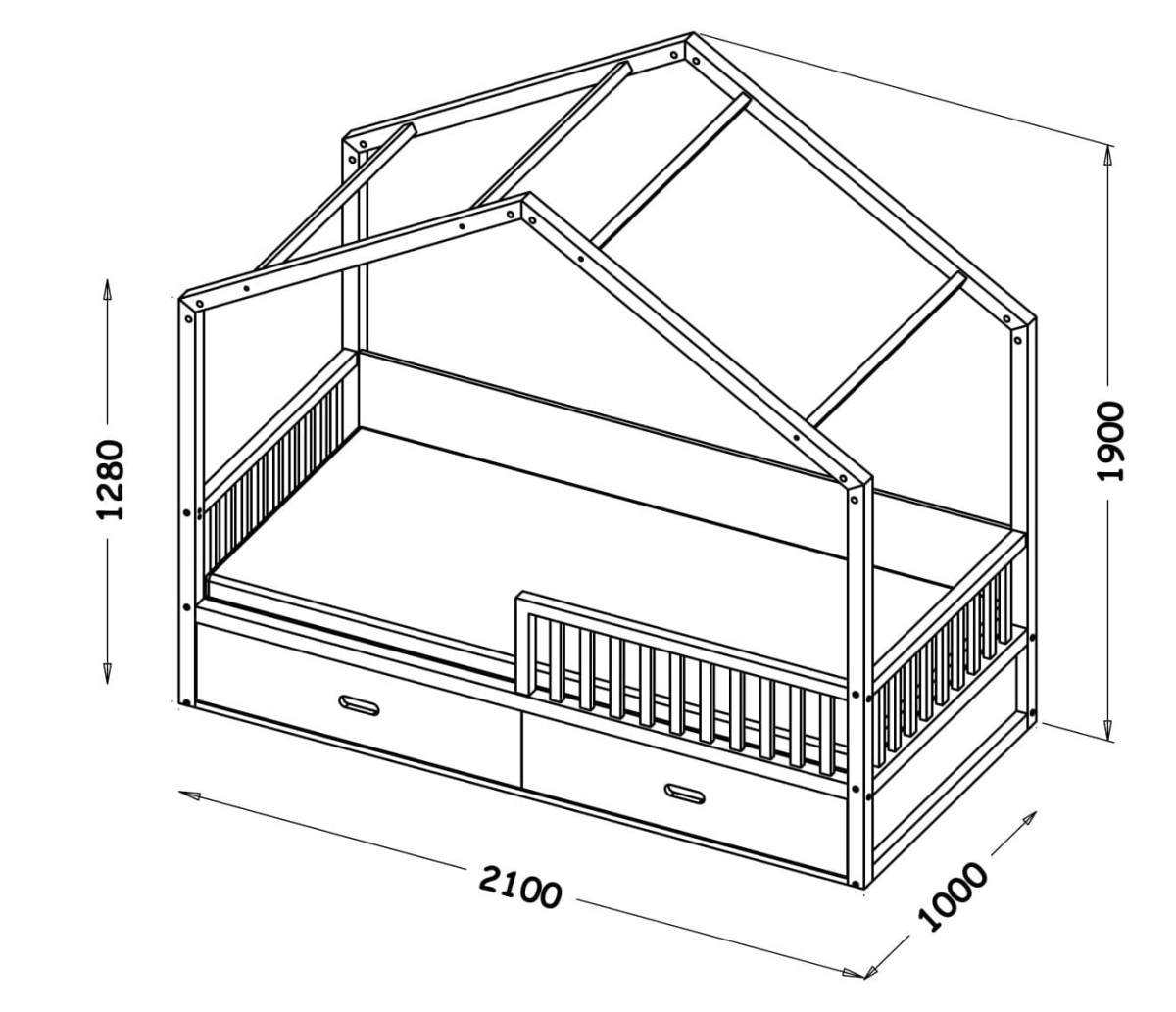 Łóżko Wiktor Domek Wymiary.jpg