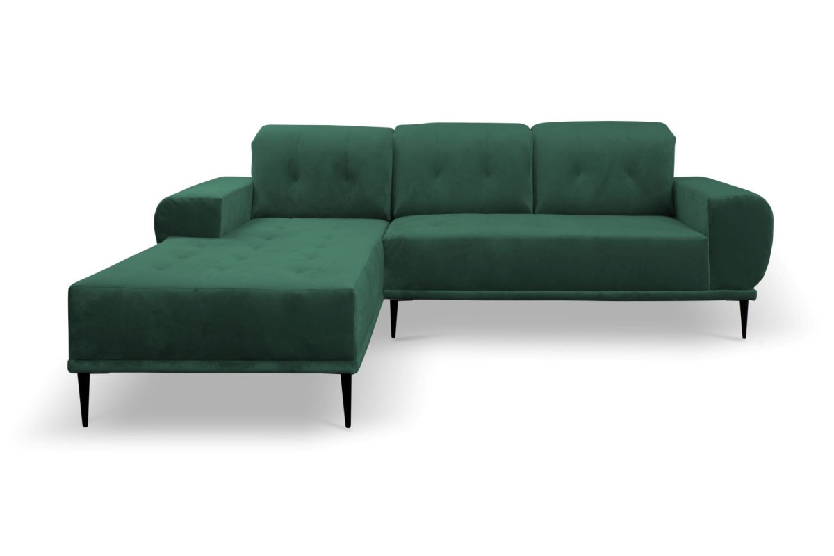 Narożnik RAPALLO Tiffany 10 Butelkowa Zieleń Zielony Styl LOFT Regulowany Zagłówek .jpg