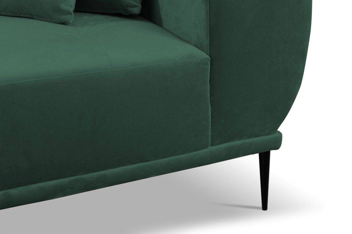 Narożnik RAPALLO Tiffany 10 Butelkowa Zieleń Zielony Styl LOFT Regulowany Zagłówek Wysokie Czarne Nóżki.jpg