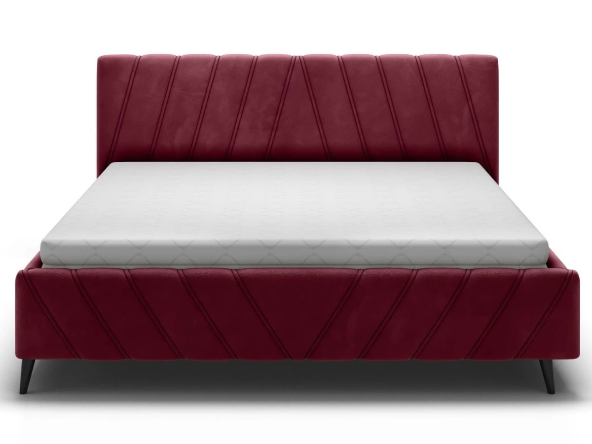 Łóżko Tapicerowane Calypso Tkanina Riviera 59 + Riviera 100 + Neiva Ellin 1024 Do Sypialni Wysokie Czarne Nogi.jpg