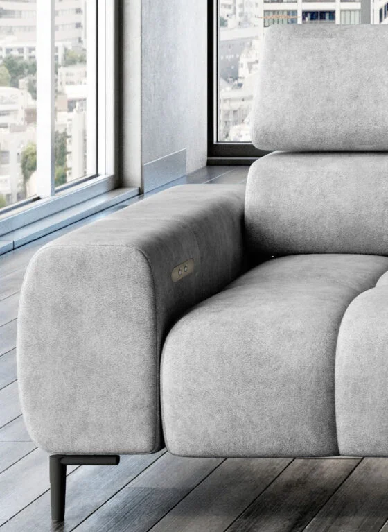 Narożnik PLAZA L Elektryczna regulacja głębokości siedziska, regulowane zagłówki do pokoju salonu Styl LOFT .jpg