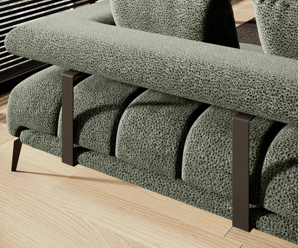 Narożnik Magnetic Mini Tkanina Luisiano 06 Do Salonu Pokoju Elektrycznie Wysuwane Siedzisko Nowość Wersal Styl LOFT Detale Bok Metalowe Elementy.webp