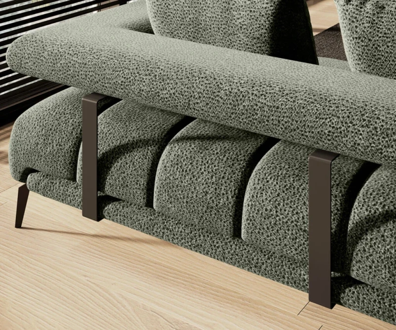 Narożnik Magnetic Mini Tkanina Luisiano 06 Do Salonu Pokoju Elektrycznie Wysuwane Siedzisko Nowość Wersal Styl LOFT Detale Bok Metalowe Elementy.webp