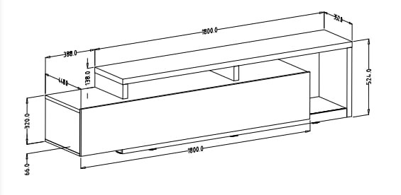 Szafka RTV BOTA Szerokość 219 cm Appenzeller / matera-appenzeller Helvetia Meble IMS 24AHFG40 Szafka RTV Półka Nowoczesna Tradycyjna Do Salonu Pokój Dzienny