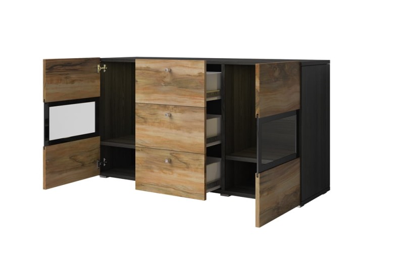 Komoda BAROS Szerokość 132 cm Satin nussbaum / touchwood Helvetia Meble IMS 24Z6BM26 Komoda Nowoczesna Tradycyjna Do Salonu Pokój Dzienny