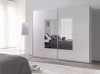 Szafa Przesuwna LUX 30 Biała Front Biały Lustro Szerokość 244 cm Wysokość 206 cm Do Sypialni Garderoba Pokoju Drążek Półki