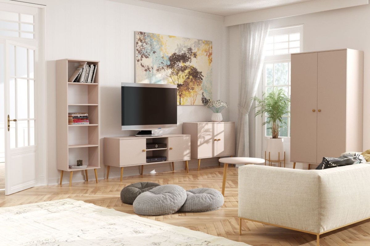 Meble BALI Do Salonu Pokoju W Stylu Skandynawskim BOHO Macchiato Wysokie Drewniane Nóżki Oryginalne Uchwyty Jutowe Nowoczesne.jpg