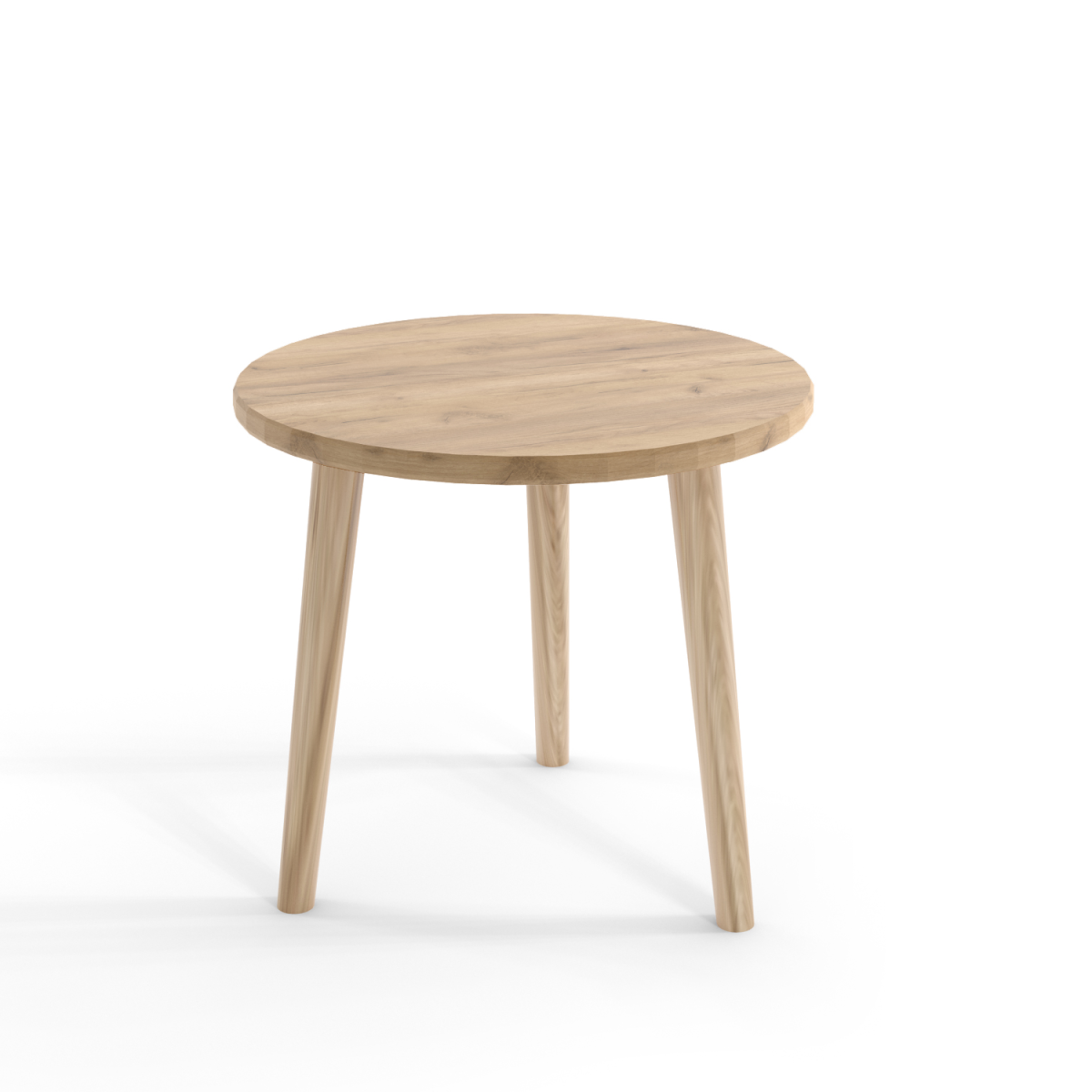 Stolik BALI Do Salonu Pokoju Okrągły w Stylu Skandynawskim BOHO Szerokość 60 cm Dąb Craft Złoty Kraft Wysokie Drewniane Nóżki Nowoczesny.png