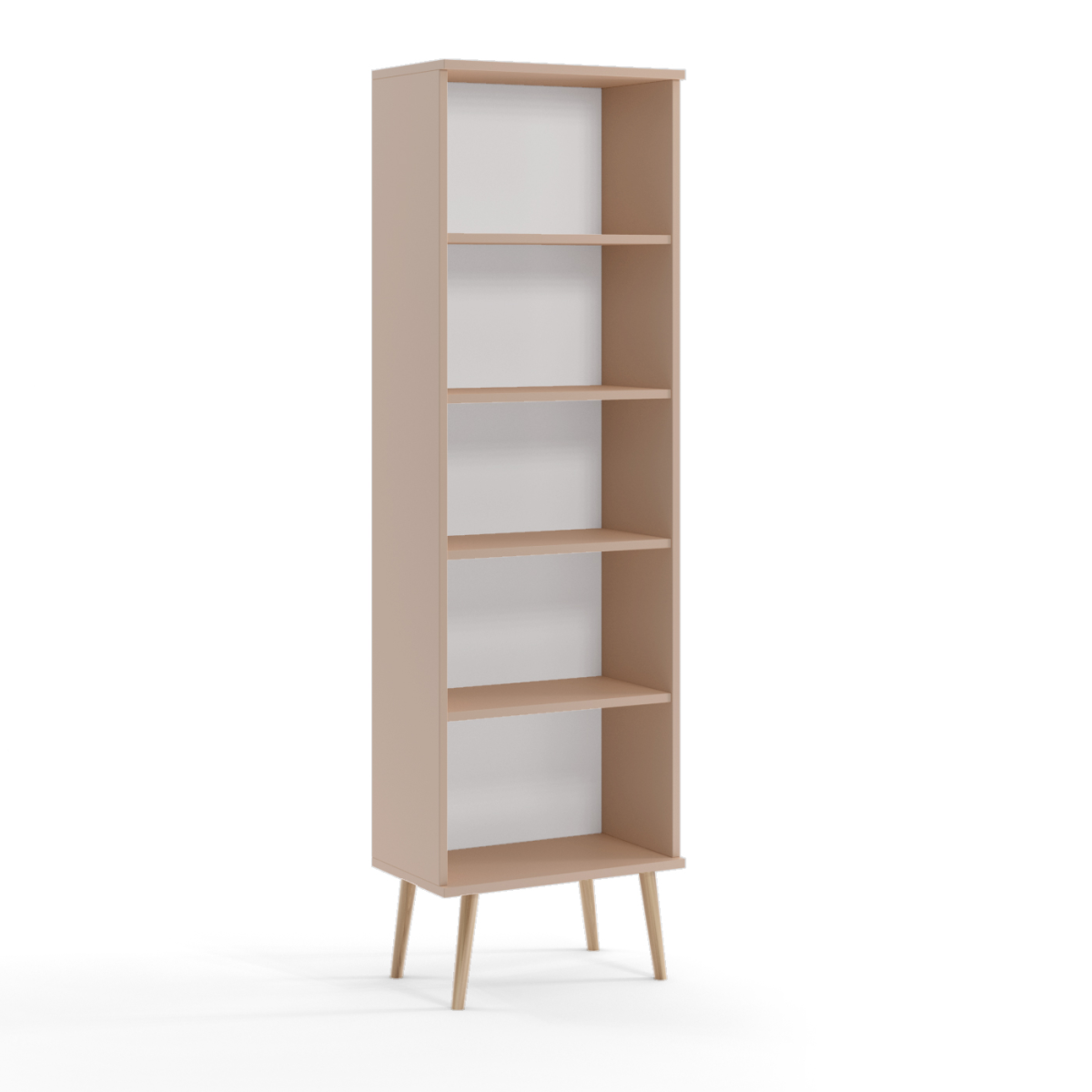 Regał BALI Wysoki Słupek Otwarty Półki Wąski Do Salonu Pokoju W Stylu Skandynawskim BOHO Szerokość 46 cm Wysokie Drewniane Nóżki Macchiato Oryginalne Uchwyty Jutowe.png