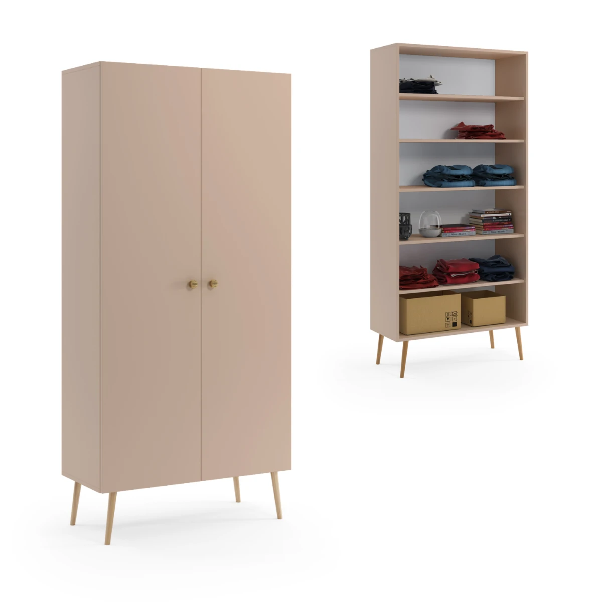 Szafa BALI Półki Do Salonu Pokoju w Stylu Skandynawskim BOHO Szerokość 95 cm Macciato Wysokie Drewniane Nóżki Oryginalne Uchwyty Jutowe Nowoczesna.png