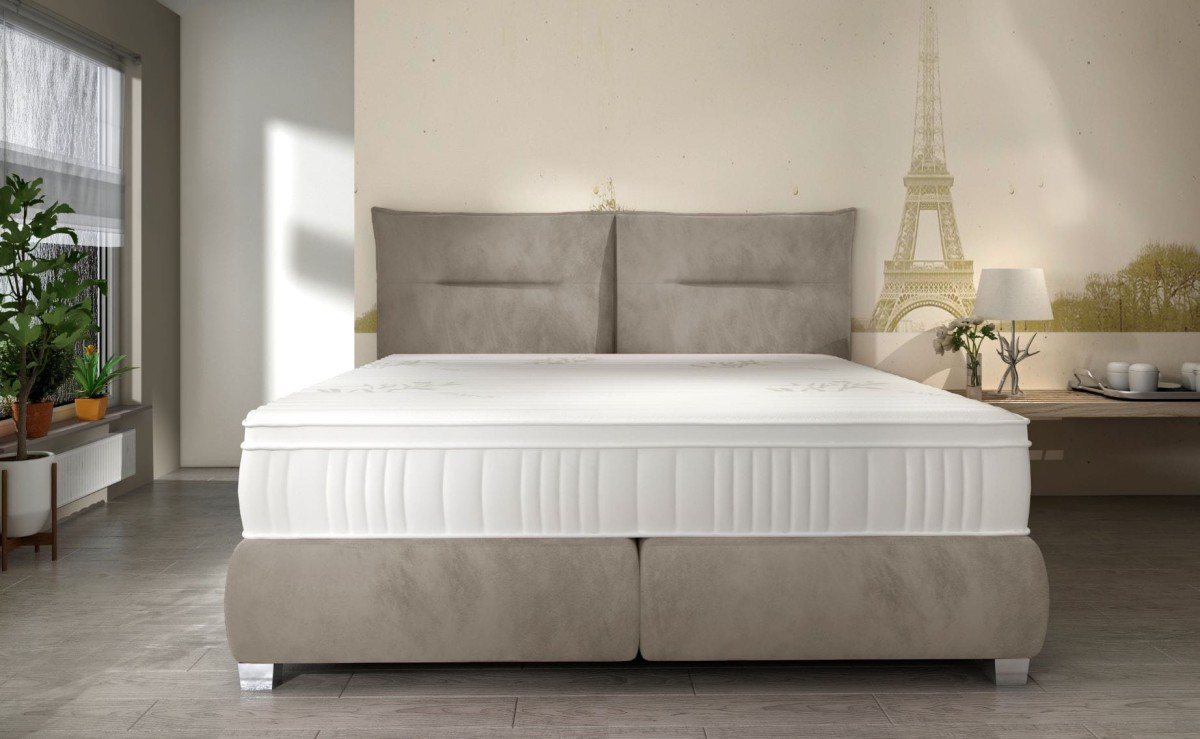 Łóżko Fog Tapicerowane Do Sypialni Tkanina Rivera 16 Sypialniane 140 x 200 Materac Stelaż Drewninay Zagłowie Dwuosobowe.jpg