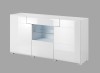 Komoda z wnęką TOLEDO Szerokość 159 cm Biały laminat / biały połysk Helvetia Meble 2498DW26 Szafka Nowoczesna Tradycyjna Do Salonu Pokój Dzienny