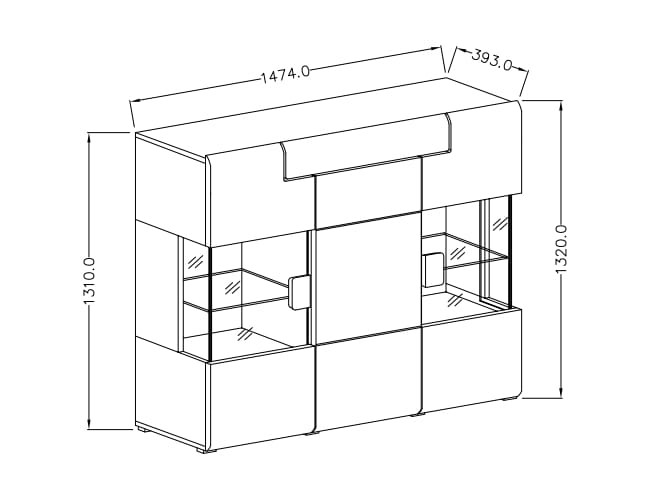 Komoda TOLEDO Szerokość 147 cm Biały laminat / biały połysk Helvetia Meble 2498DW46 2498DW46 Szafka Nowoczesna Tradycyjna Do Salonu Pokój Dzienny