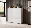 Komoda wysoka TOLEDO Szerokość 147 cm Biały laminat / biały połysk Helvetia Meble 2498DW76 2498DW46 Szafka Nowoczesna Tradycyjna Do Salonu Pokój Dzienny