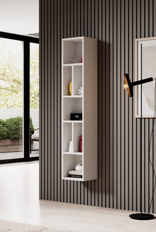 Półka wisząca TOLEDO Szerokość 169 cm Biały laminat / biały połysk Helvetia Meble 2498DW02