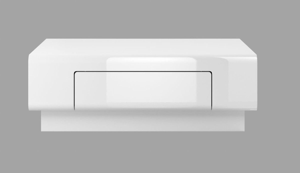 Stolik kawowy TOLEDO Szerokość 110 cm Biały laminat / biały połysk Helvetia Meble 2498DW99 Regał Nowoczesny Tradycyjny Do Salonu Pokój Dzienn