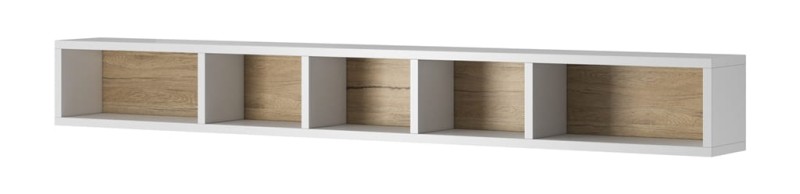 Półka wisząca TOLEDO Szerokość 169 cm Biały laminat - san remo/Biały połysk - san remo Helvetia Meble 2494DW02 Półka Nowoczesna Tradycyjna Do Salonu Pokój Dzienny