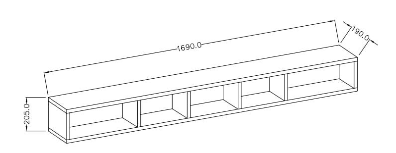 Półka wisząca TOLEDO Szerokość 169 cm Biały laminat - san remo/Biały połysk - san remo Helvetia Meble 2494DW02 Półka Nowoczesna Tradycyjna Do Salonu Pokój Dzienny
